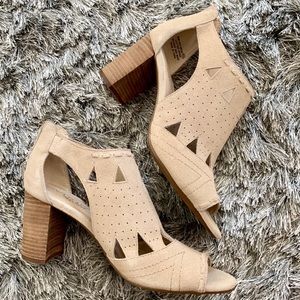 Boho suede cutout heels